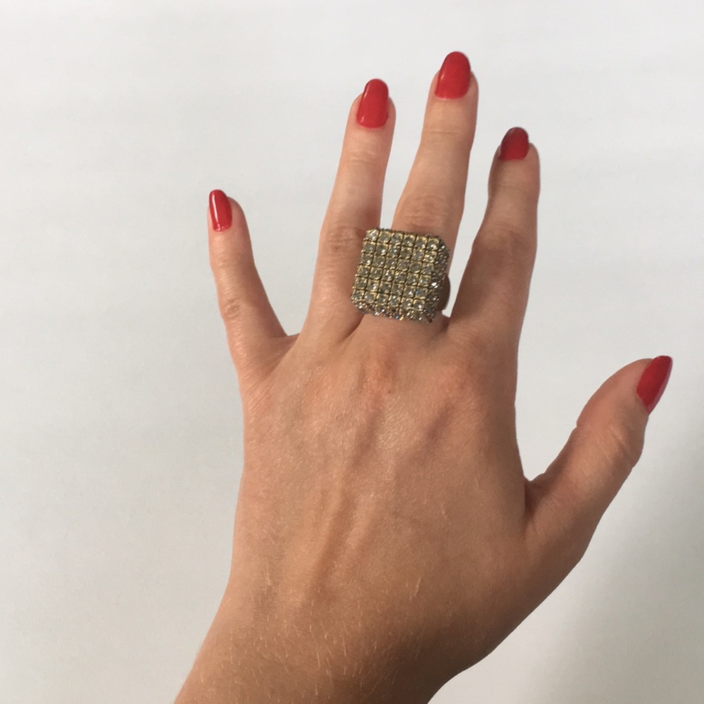 Lia Sophia Cubist Heavy Stone Encrusted Ring 7 - Picture 2 of 7